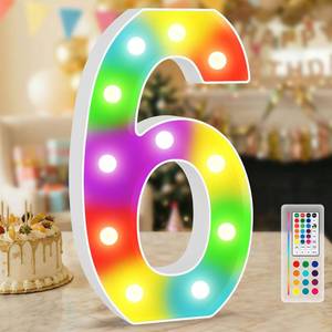 lot 5252 image: 12.6 Inch Light Up Numbers, 17 Colors LED Marquee Number Lights for 6th 16th Birthday Decorations with Remote, Upgraded Large Size Marquee Number for Party Anniversary Wedding Home Decor