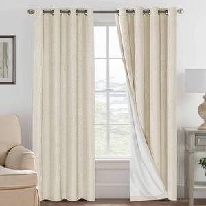 lot 5260 image: H.VERSAILTEX 100% Blackout Curtains for Bedroom Thermal Insulated Linen Textured Curtains Heat and Full Light Blocking Drapes Living Room Curtains 2 Panel Sets, Bleached Sand, 52x108 Inch