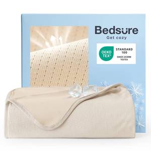 lot 6005 image: Bedsure Summer Cooling Beige Throw Blanket for Hot Sleepers with Sports Mesh Design, Arc-Chill Q-Max 0.4 Lightweight Breathable Ice Cold Blanket Throws for Night Sweats, 50 x 70 Inches