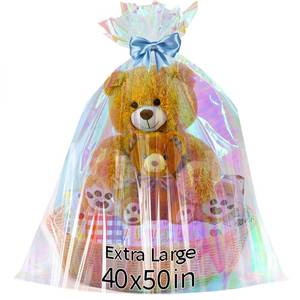 lot 6010 image: woric Extra Large Iridescent Cellophane Gift Bags 40x50 Inch 3Pcs