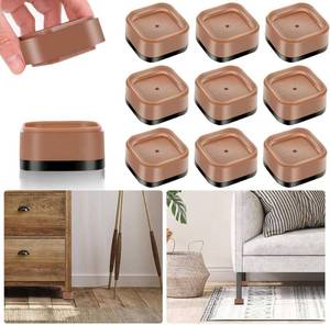 lot 6042 image: Yookwutar 9 Pack Furniture Risers 1 Inch, Adjustable Bed Risers Heavy Duty for Table Desk Couch Chair Sofa Cabinet Bed Legs Dorm, Square Stackable Bed Raisers Blocks Lift Height 1, 2 or 3, Brown