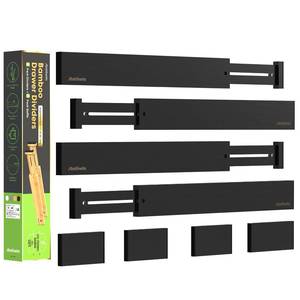 lot 6458 image: ANTOWIN Bamboo Drawer Dividers Organizers, Expandable Drawer Separators Splitter,17-22 inches Long Adjustable Spring-loaded Organizer for Large Utensil, Clothes, Tools Drawers (Black)