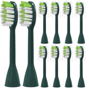 lot 6495 image: 10 Pack Toothbrush Replacement Heads for Philips One Sonicare, Sage Green
