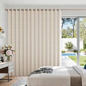 lot 7807 image: HMYI Accordion Door Curtains for Doorways, Curtain Door for Privacy Use, Fabric Curtain Panel, 1 Panel, W100 x L96, Sand