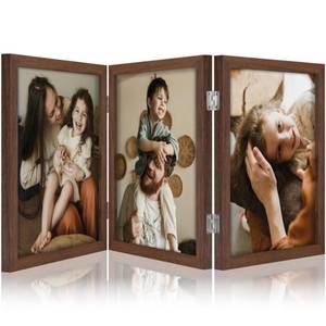 lot 7809 image: decorUhome Brown Triple 8x10 Picture Frame Vertical, MDBN08