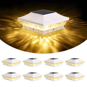 lot 7814 image: Brightever 4x4 3.5x3.5 Solar Post Cap Lights 8-Pack White