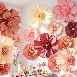 lot 7815 image: Crowye 12 Pcs Large Tissue Paper Flower Decor,20 31.5,Vintage Color