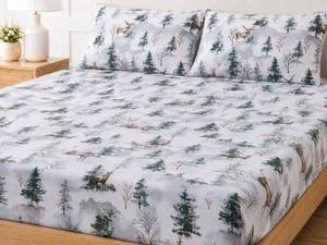 lot 7822 image: LANYETON King Flannel Fitted Sheet, 100% Cotton, 16 Deep, 1-Piece