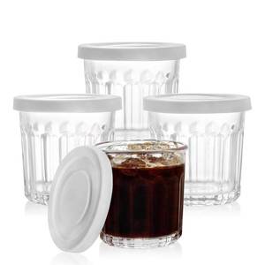 lot 7823 image: Working Glass Cups with Lids Set of 2 13.5oz Thick Glass Tumblers