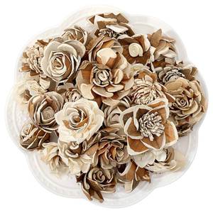 lot 7830 image: AceOrbit Set of 50 DIY Sola Wood Flowers Assortment Small Craft Wooden Flowers Fake Flower Bulk for Wedding Home Decorations DIY Bouquet Gift Embellishments 1.38-1.77 Inch(Retro,Dark Brown)