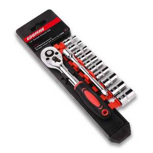 lot 7831 image: Egofine 12pcs 14 Inch Mini Ratchet Socket Wrench Set, Drive Socket Set with 10 Sockets (4-13mm) and 2 Way Quick Released Ratchet Handle and Extension Bar