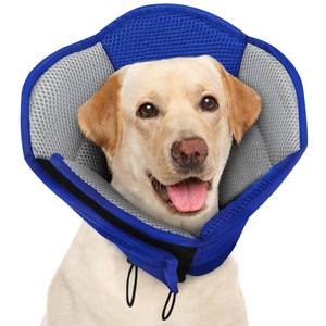 lot 7837 image: AOFITEE Large Dog Cone - Adjustable Dog Cone to Stop Licking, Foldable Extra Large Cones Dogs for Wound Healing, Pet Elizabethan Cones Collar After Surgery, XL Fabric Pet Neck Collar, Blue X-Large