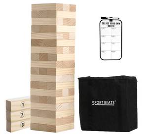 lot 7841 image: SPORT BEATS Outdoor Games Large Wooden Tower Stacking Game Stack up to 4 FT