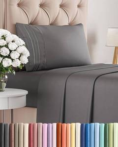 lot 7844 image: Twin Size 3 Piece Sheet Set - Comfy Breathable & Cooling Sheets - Dark Grey