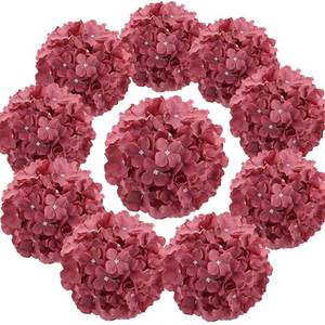 lot 7846 image: Flojery Silk Hydrangea Heads Artificial Flowers Heads with Stems for Home Wedding Decor,Pack of 10 (Mauve)