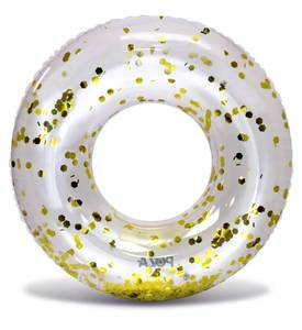 lot 7847 image: POZA Inflatable Pearl White Gold Pool Float Ring, Fun Pool Toys - 36 Inches