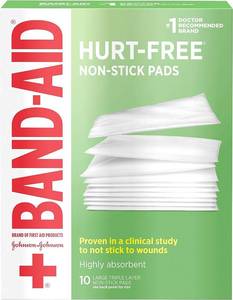 lot 7851 image: BAND-AID First Aid Non-Stick Pads, Large, 3 in x 4 in, 10 ea (Pack of 7), Packaging May Vary