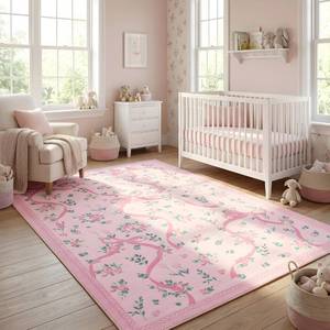 lot 7861 image: GarveeHome Pink Rugs for Bedroom Girls, 4x6 Rug for Living Room Non Slip