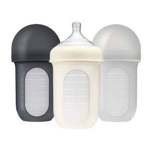 lot 8049 image: Boon Nursh Bottles - Silicone Baby Bottles Help Ease Colic Symptoms - Formula and Breast Milk Only Touch Platinum Food-Safe Silicone - Medium Flow - 8 Oz - White