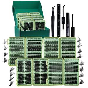 lot 8050 image: LASHSUN Lash Clusters Kit Wispy Eyelash Clusters 2304PCS Kit Cat Eye Kit Cluster Eyelash Extensions Pesta�as Postizas Naturales DIY Lash At HomeLash Bond and Seal,Remover,Tweezers(4 Boxes Kit-1)