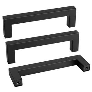 lot 8053 image: Goldenwarm 10 Pack 4 Inch Black Kitchen Cabinet Handles Square Drawer Pulls