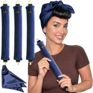 lot 8077 image: YOSHUYUKI Grande Heatless Curls Overnight Rods No Heat Hair Curlers to Sleep Jumbo Foam Large Hair Rollers for Long Hair Heatless Curling Rod Set Styling Tools with Satin Scarf Navy