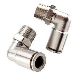 lot 8091 image: Beduan Brass BPL Push to Connect Air Fittings Elbow 14 Tube OD x 18 NPT Male 90° Degree Adapter (Pack of 2)
