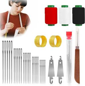 lot 8139 image: Big Eye Steel Sewing Needles Kit 34PCS  5 Size Stainless Steel Needles for Hand Sewing Set with Case Portable DIY Hand Made Craft Set for Handcraft Lovers(34-PCS)