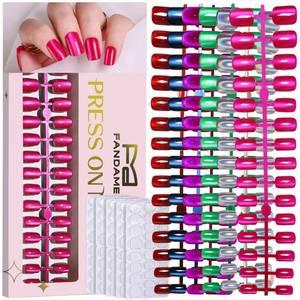 lot 8142 image: FANDAMEI Press on Nails, 6 Colors Press on Nails Short, Glossy Cat Eye Nails Short Square, Natural Fake Nails for Women, with Adhesive Tabs