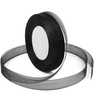 lot 8145 image: Black Ribbon for Gift Wrapping, 58inch 50Yard Sheer Organza Chiffon Ribbon