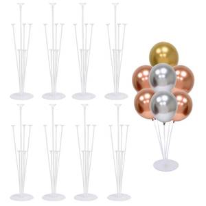 lot 9970 image: Balloon Stand Kit For Table - 8 Sets Balloon Sticks with Base For Birthday Graduation Party Decorations
