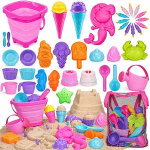 lot 9974 image: TOY Life 41-Pc Beach Sand Toy Set, Silicone Bucket & Shovels, Ages 3-8