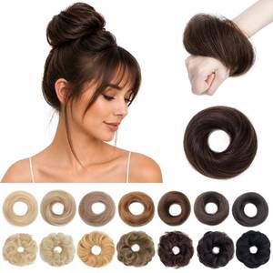 lot 10025 image: SEGOHAIR Hair Bun 100% Human Hair Natural Straight Messy Bun Hair Piece with Elastic Scrunchie for Women & Girls- 1 PCS Platium Blonde