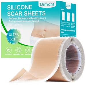 lot 10027 image: Dimora Medical Grade Silicone Scar Sheets -Ultra Soft Silicone Scar Tape (1.6x60 Roll), Hypoallergenic Scar Removal Treatment for Surgical Scars, C Section, Tummy Tuck, Keloid Treatment