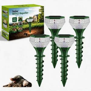 lot 13003 image: Extra Large Mole Repellent Solar Powered, 3X Size& Coverage, Vibration& Ultrasonic Repeller with Color LED Night Light, Repels All Animal Repellent Outdoor