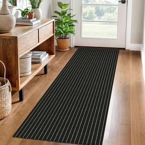 lot 13015 image: EARTHALL Washable Runner Rug, Non Slip Hall Runner, 2x6 Ft, BlackCream
