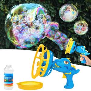 lot 13019 image: IFLOVE Dinosaur Bubble Gun for Kids 3-8, Bubble Machine Blower Toy (Blue)