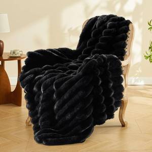 lot 13036 image: BEDELITE Faux Fur Throw Blanket for Couch, 770GSM, 50 x 60, Black
