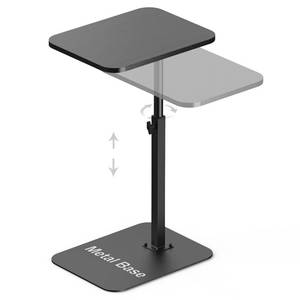 lot 13037 image: Side Table Sofa Tray for Couch Heavy Metal Base SwivelAdjustable Height