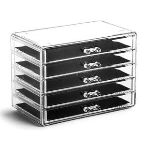 lot 13038 image: BINO THE MANHATTAN SERIES Acrylic Makeup Drawer Organizer- 5 Drawers  Clear Beauty Organizers and Storage Cosmetic & Makeup Drawer Home Organization Jewelry & Vanity Accessories Drawers