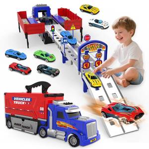 lot 13039 image: Carrier Truck Race Track Toys, Boy Toys for 3 4 5 6 Years Old Boys Gifts