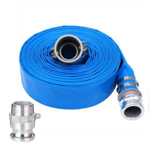 lot 13040 image: 2 x 50ft PVC Lay Flat Discharge Hose With Aluminum Camlock C & E