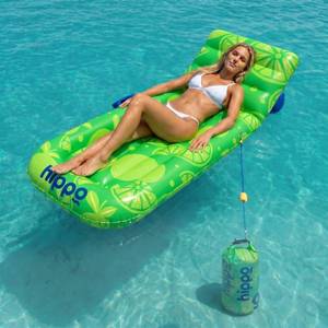 lot 13042 image: Hippo Joy Lounger Premium Stay Put Water Float  Adjustable Support Roll, Removable Cup Holder and Soft Sling Seat  No Drift Relaxing Float for Pool, Lake and Beach