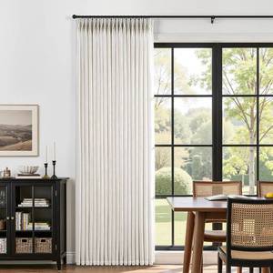 lot 13047 image: COMON HOME 80 Inch Extra Wide Pinch Pleated Curtains 84 Inch Length for Living Room Large Window Drapes Light Filtering Privacy for Bedroom Back Tab with Hooks Clip Rings Natural 80W x 84L