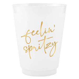 lot 14003 image: Santa Barbara Design Studio Party Cups 6-Count Reusable BPA-Free Plastic Frost Cups, 16-Ounce, Feelin Spritzy