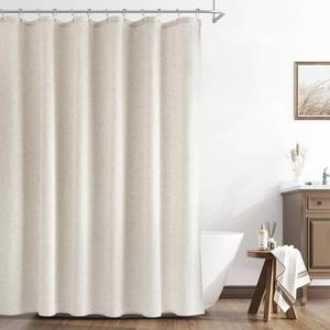 lot 14005 image: Naturoom Linen Shower Curtain 72 Inch Long for Bathroom Beige 1 Panel