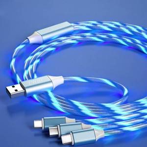lot 14009 image: DHBY Blue 3-in-1 Fast Charging Cable for Mobile Phones, which Also Serves as a Data Transmission Cable, is Compatible with Almost All Mobile Phones and is Lightweight