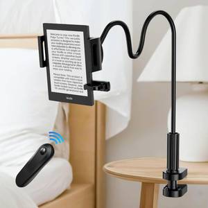 lot 14032 image: Kindle Holder with Remote Page Turner, Kindle Stand for Bed Reading, No Text Blocked 6mm Clip, No Margin Adjustments, Whisper-Quiet Page Turns, Fits 4.7-10 Devices (PaperwhiteOasis, iPadiPhone)