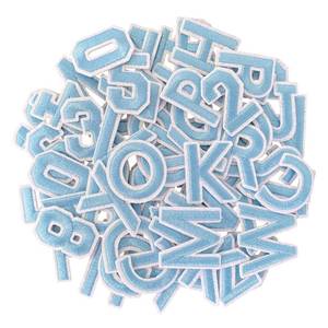 lot 14037 image: 72PC Iron On Letters & Numbers Patches for Tote Bags Clothing Light Blue