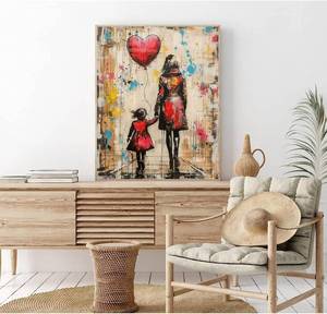 lot 14043 image: MSTINGSHUN Banksy Graffiti Paint by Numbers for Mother and Daughter DIY Painting on Canvas with Acrylic Paints Graffiti Wall Paint by Numbers for Adults Beginners 16x20 Inch (Without Frame)
